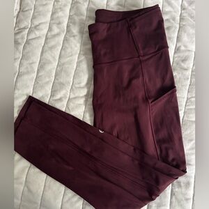 Lululemon Burgundy High-Waisted Fast and Free Cropped Leggings